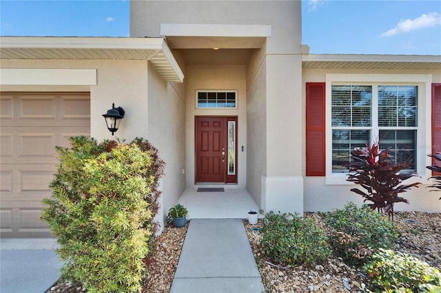 entrance to property with a garage