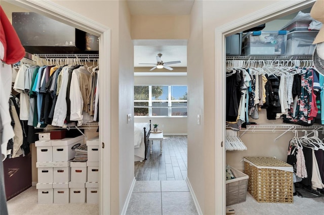 spacious closet featuring ceiling fan