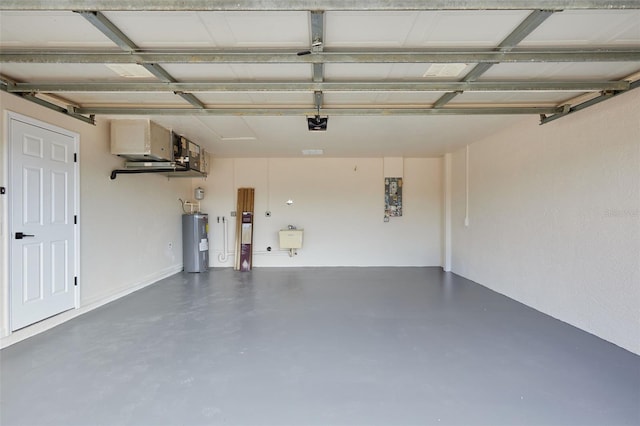 garage with sink and electric water heater