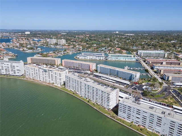 aerial view with a view of city and a water view