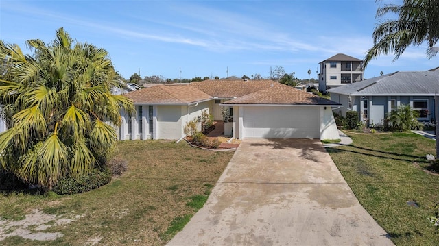 13614 Evelane Dr, Hudson, FL 34667 - ranch-style home featuring a front lawn, stucco siding, and driveway