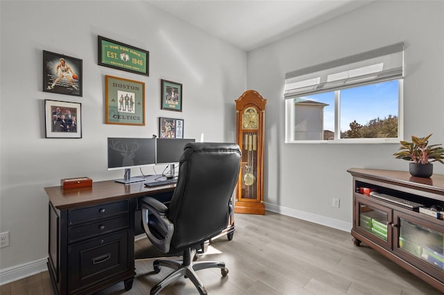 office area featuring light wood-type flooring