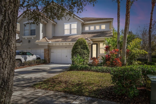 view of front of house with a garage