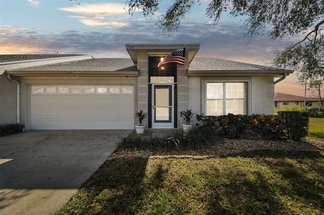 prairie-style house with a garage