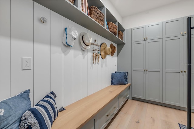 mudroom featuring light hardwood / wood-style flooring