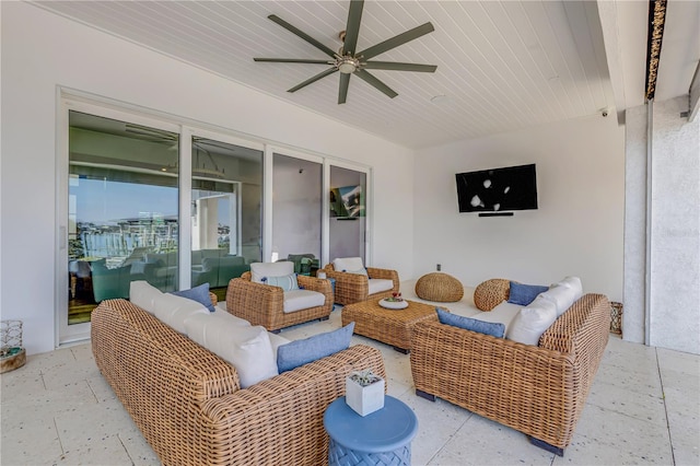 view of patio / terrace featuring outdoor lounge area and ceiling fan