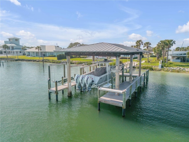 view of dock featuring a water view