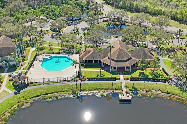 bird's eye view featuring a water view