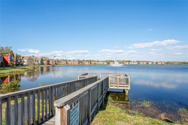 dock area featuring a water view