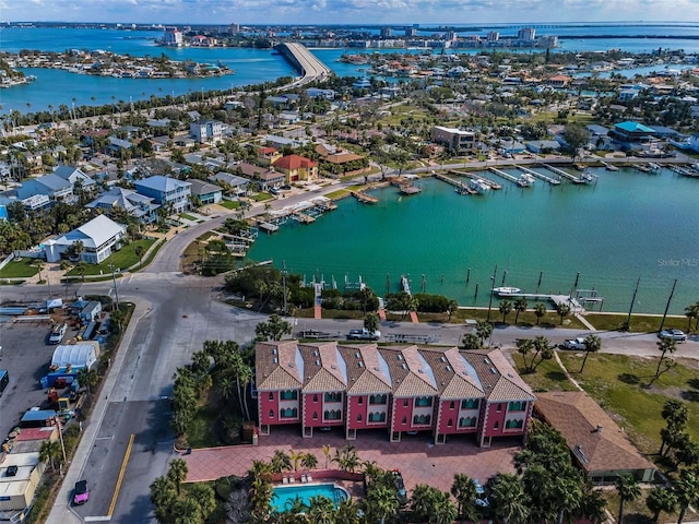 bird's eye view featuring a water view