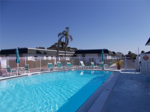 view of swimming pool with a patio area