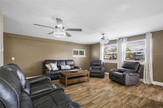 living room with light wood-type flooring