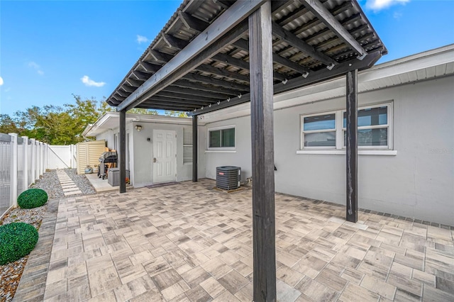 view of patio featuring central air condition unit