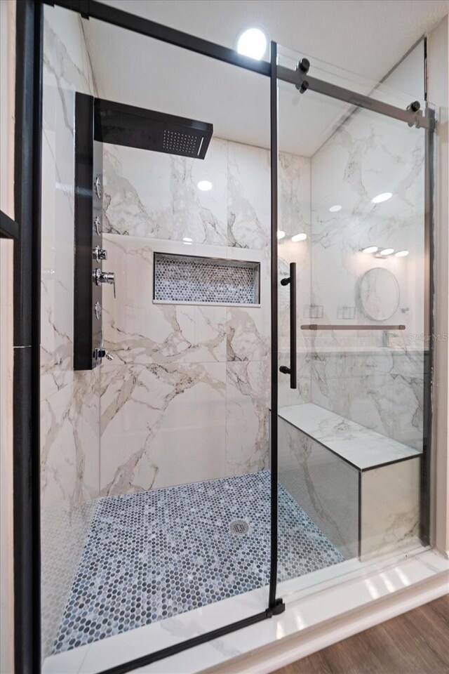 bathroom with walk in shower