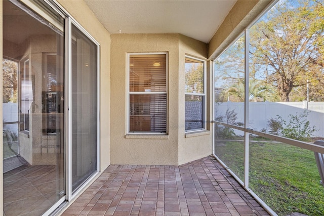 view of unfurnished sunroom