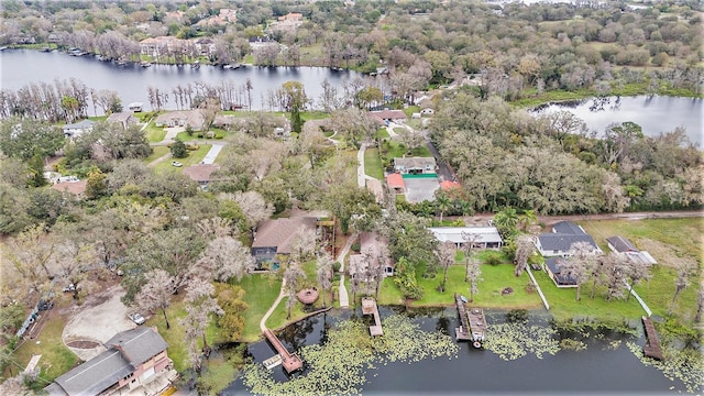 bird's eye view with a water view and a residential view