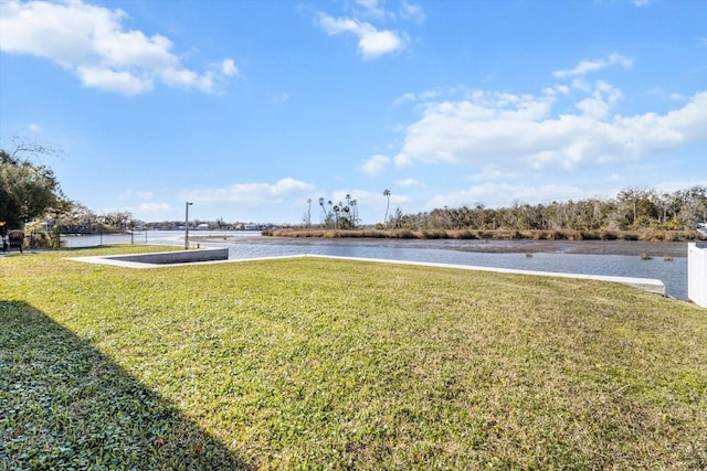 view of yard featuring a water view