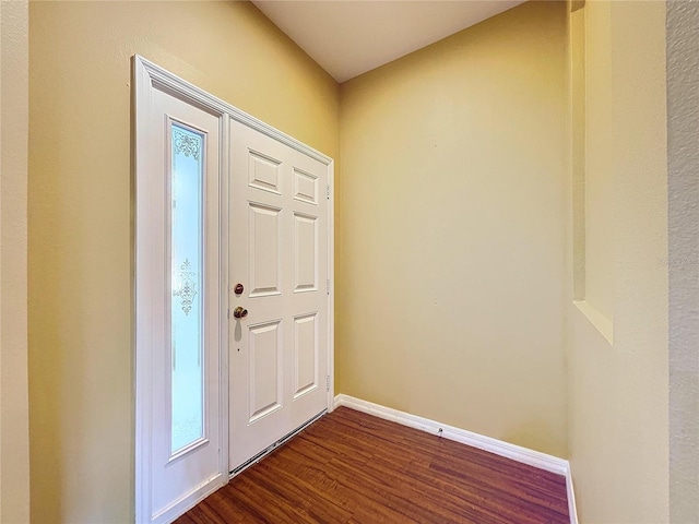 entryway with dark wood-type flooring