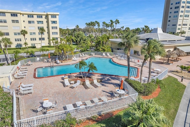 view of pool with a patio area