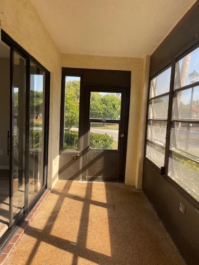 view of unfurnished sunroom