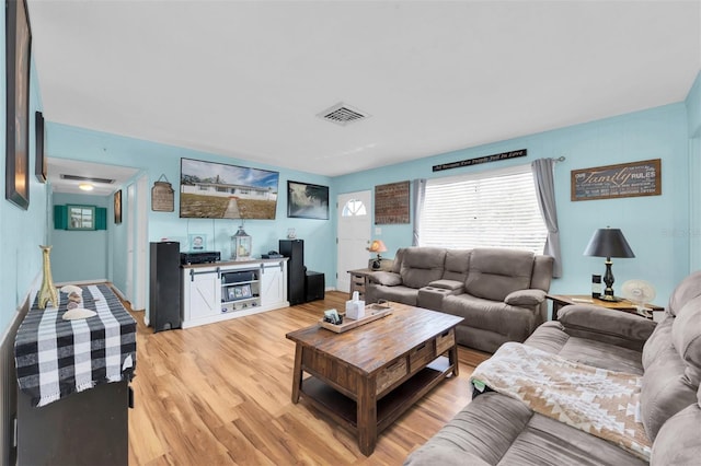 living room featuring light hardwood / wood-style flooring