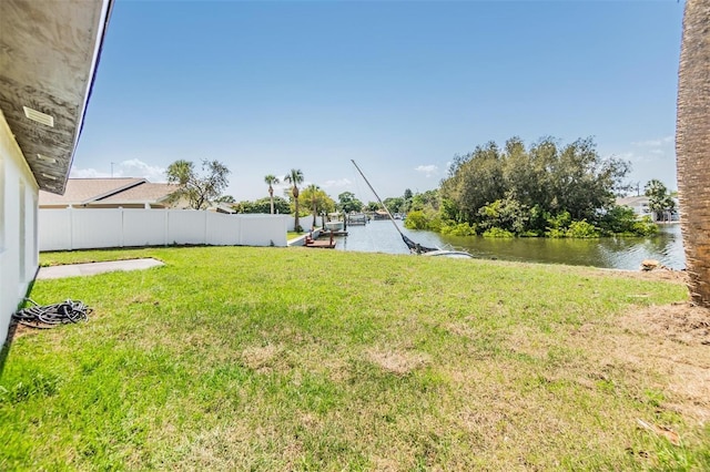 view of yard with a water view