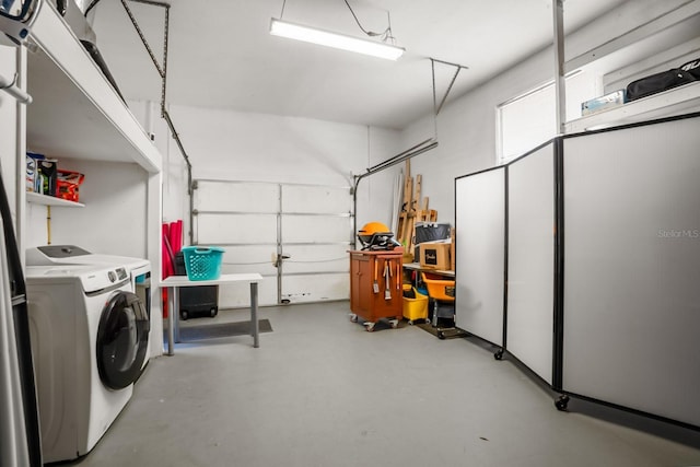 garage with separate washer and dryer