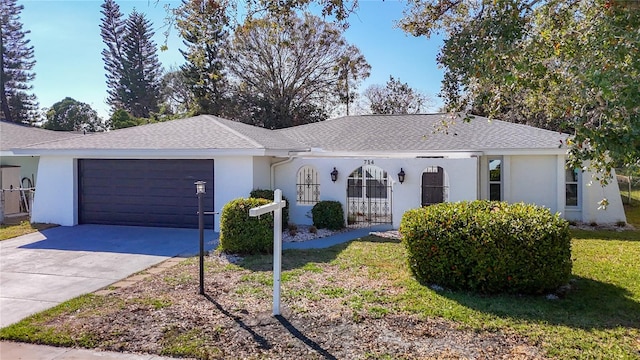 single story home with a garage