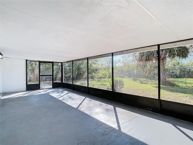 view of unfurnished sunroom