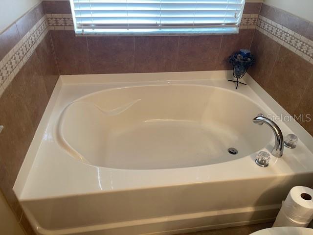 bathroom with a bathing tub and toilet