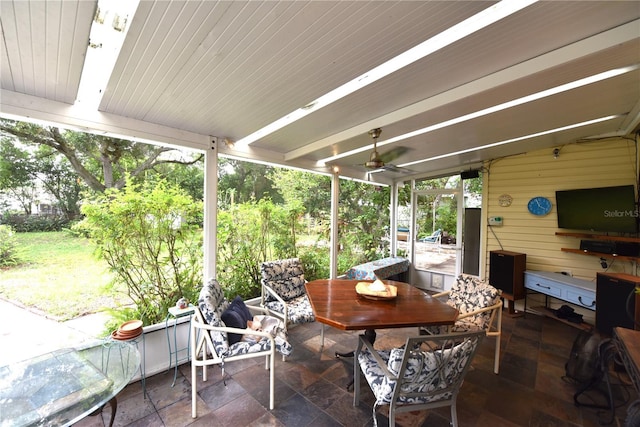 view of patio with ceiling fan