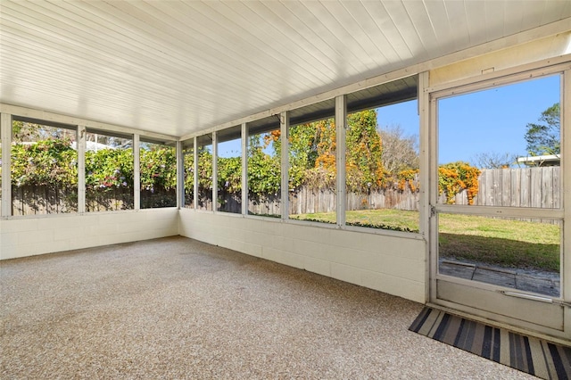 view of unfurnished sunroom