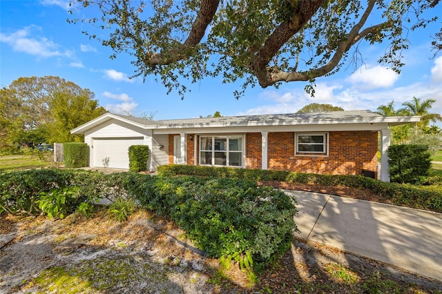 single story home with a garage