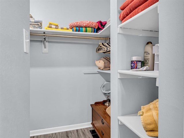 spacious closet featuring hardwood / wood-style flooring