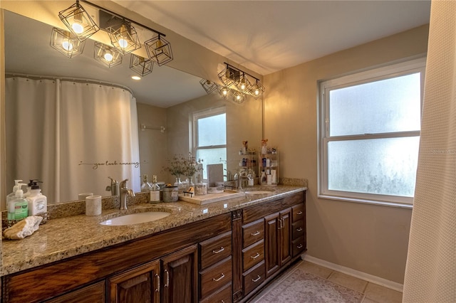 bathroom featuring vanity and tile patterned floors