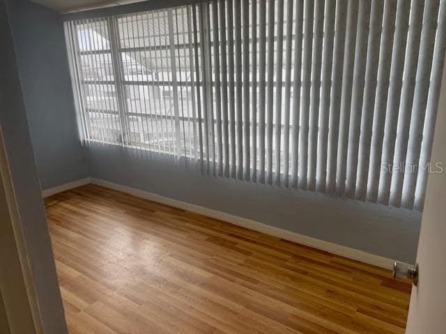 spare room featuring wood-type flooring