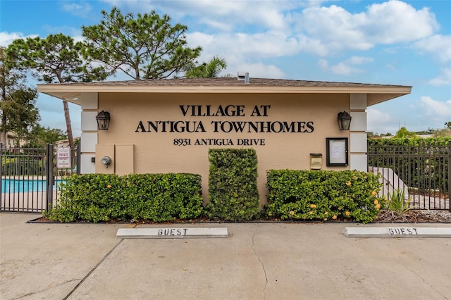 view of community sign