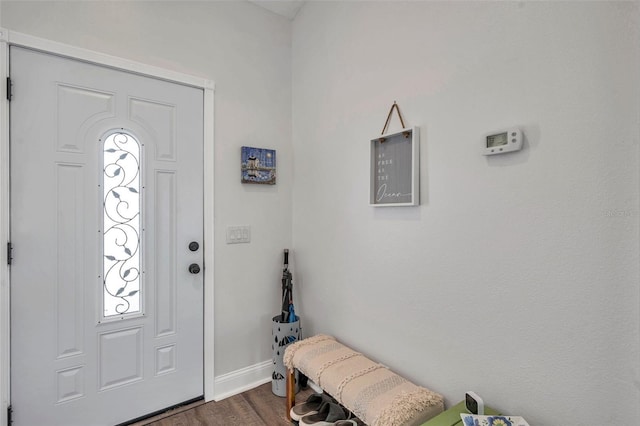 foyer entrance featuring dark hardwood / wood-style floors