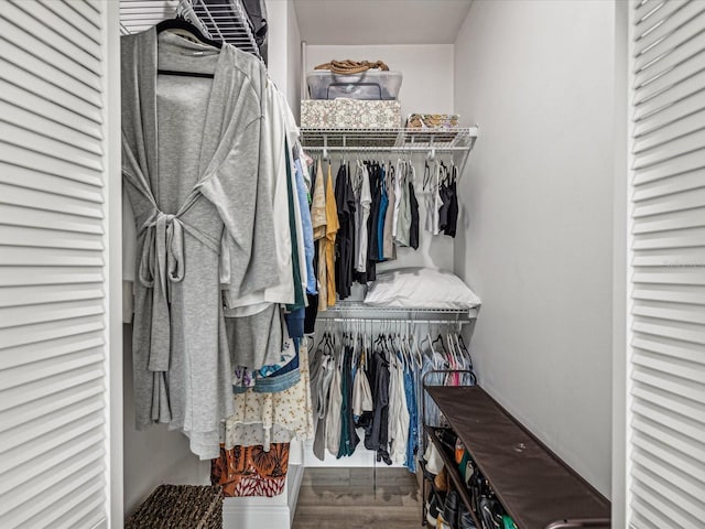 spacious closet featuring hardwood / wood-style flooring