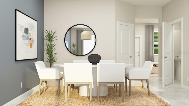 dining room with light tile patterned floors