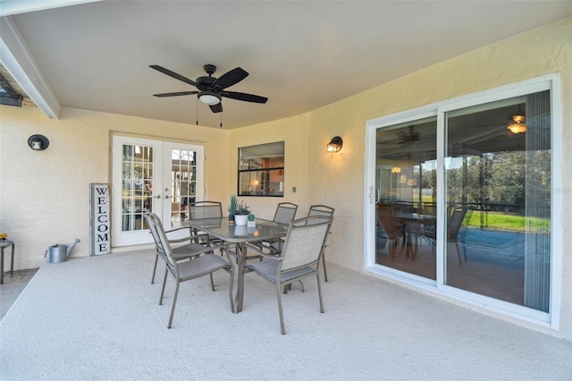 view of patio / terrace featuring french doors and ceiling fan