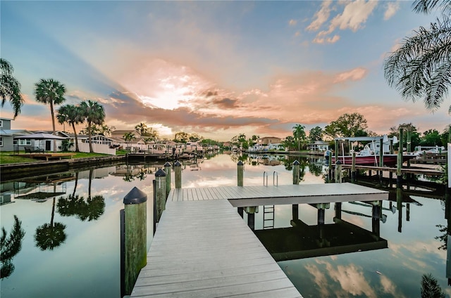 dock area with a water view