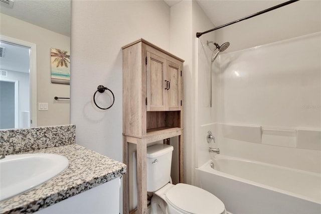 full bathroom with vanity, toilet, and shower / bath combination