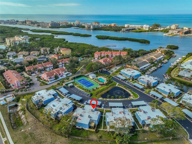 14505 Catalina Cir, Seminole, FL 33776 - birds eye view of property with a water view