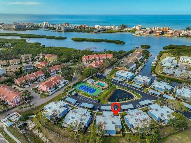 14505 Catalina Cir, Seminole, FL 33776 - birds eye view of property with a water view
