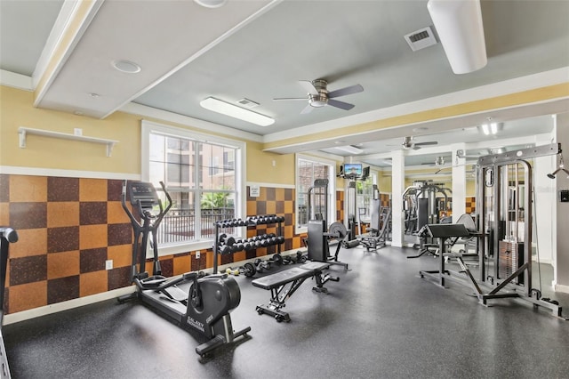 4221 W Spruce St Unit 1414, Tampa, FL 33607 - gym with ceiling fan