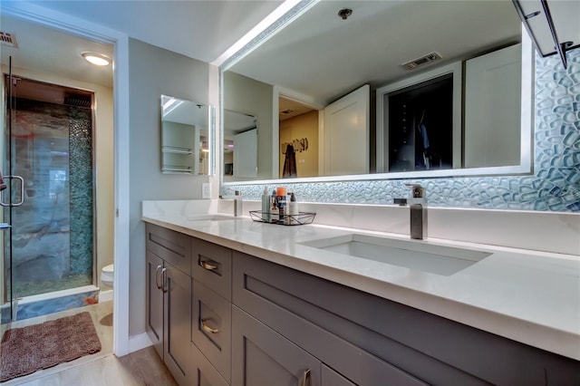 7432 Sunshine Skyway Ln S Unit 206, Saint Petersburg, FL 33711 - bathroom with toilet, an enclosed shower, and vanity