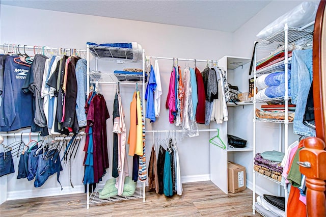 walk in closet featuring light hardwood / wood-style floors