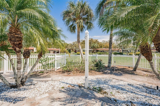 view of yard featuring fence