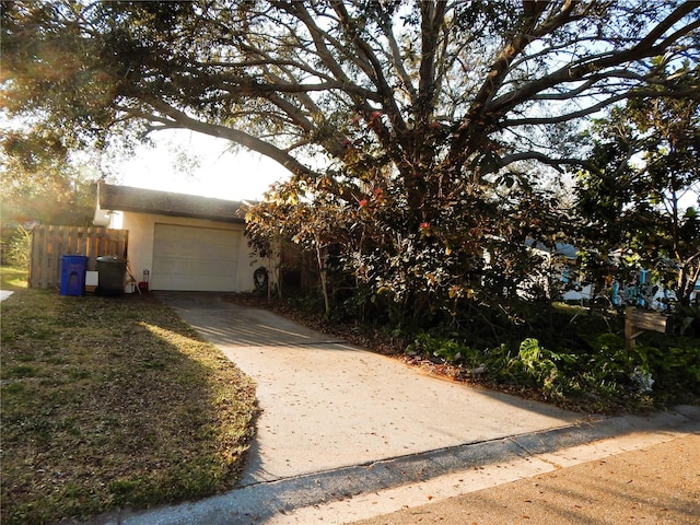 exterior space with a garage